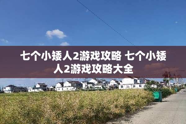 七个小矮人2游戏攻略 七个小矮人2游戏攻略大全