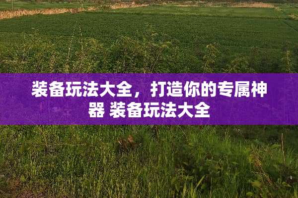 装备玩法大全,打造你的专属神器 装备玩法大全 装备玩法大全,打造你的专属神器 装备玩法大全