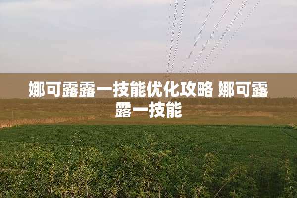 娜可露露一技能优化攻略 娜可露露一技能 娜可露露一技能优化攻略 娜可露露一技能