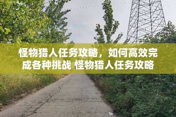 怪物猎人任务攻略,如何高效完成各种挑战 怪物猎人任务攻略