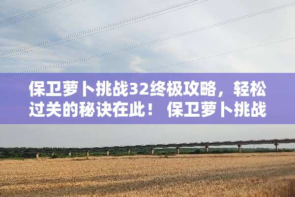 保卫萝卜挑战32终极攻略,轻松过关的秘诀在此! 保卫萝卜挑战32攻略 保卫萝卜挑战32终极攻略,轻松过关的秘诀在此! 保卫萝卜挑战32攻略