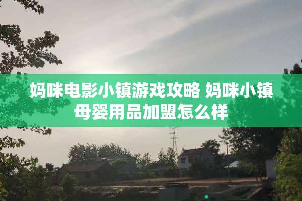 妈咪电影小镇游戏攻略 妈咪小镇母婴用品加盟怎么样