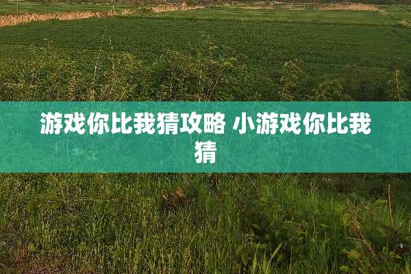 游戏你比我猜攻略 小游戏你比我猜