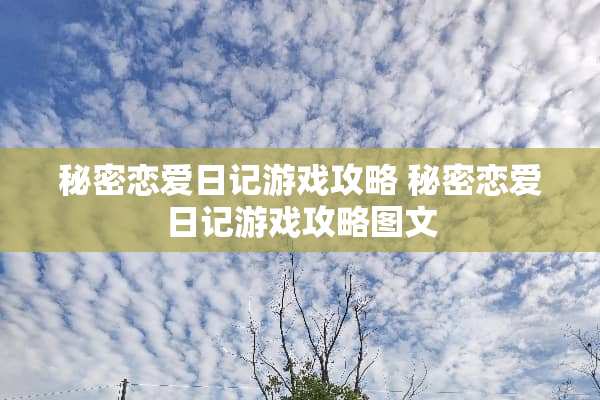 秘密恋爱日记游戏攻略 秘密恋爱日记游戏攻略图文