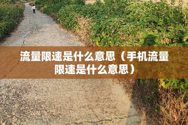 流量限速是什么意思(手机流量限速是什么意思) 流量限速是什么意思(手机流量限速是什么意思)