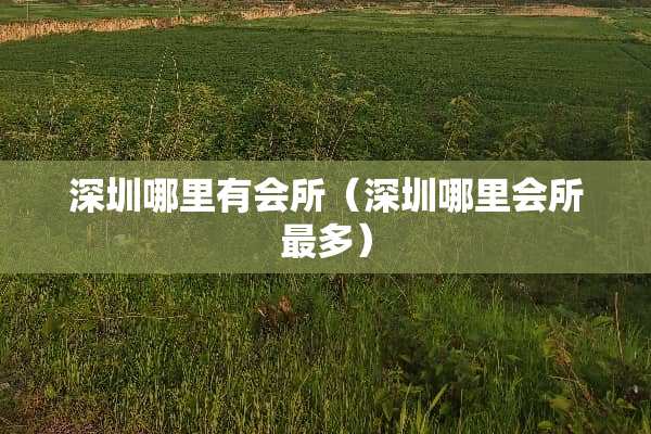 深圳哪里有会所(深圳哪里会所最多) 深圳哪里有会所(深圳哪里会所最多)