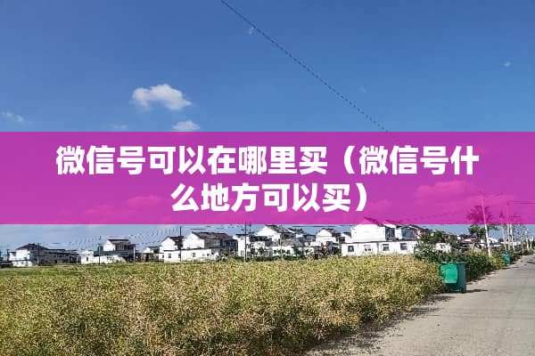 微信号可以在哪里买(微信号什么地方可以买)