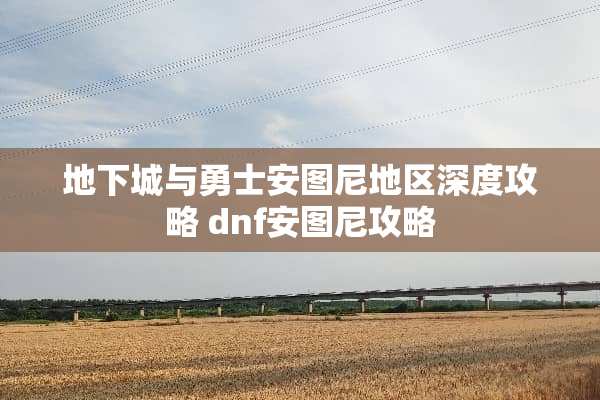 **城与勇士安图尼地区深度攻略 dnf安图尼攻略