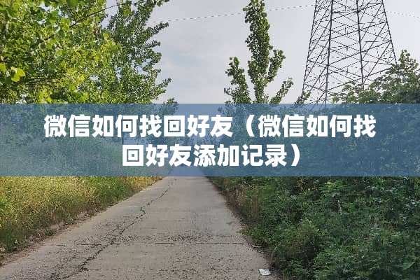 微信如何找回好友(微信如何找回好友添加记录) 微信如何找回好友(微信如何找回好友添加记录)