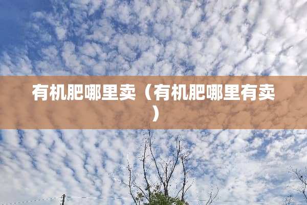 有机肥哪里卖(有机肥哪里有卖) 有机肥哪里卖(有机肥哪里有卖)