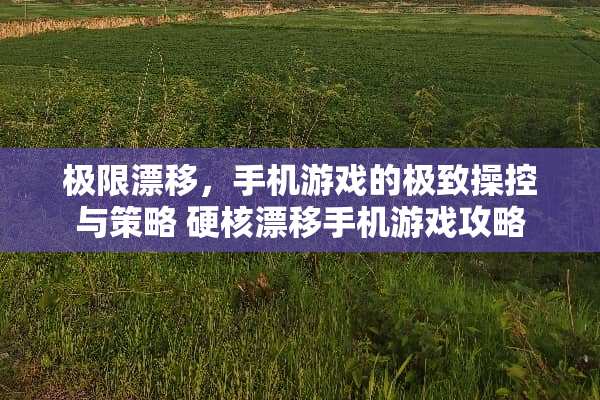 极限漂移，手机游戏的极致操控与策略 硬核漂移手机游戏攻略