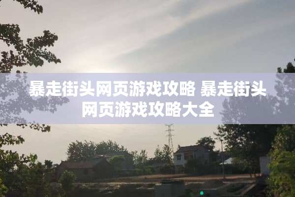 暴走街头网页游戏攻略 暴走街头网页游戏攻略大全 暴走街头网页游戏攻略 暴走街头网页游戏攻略大全