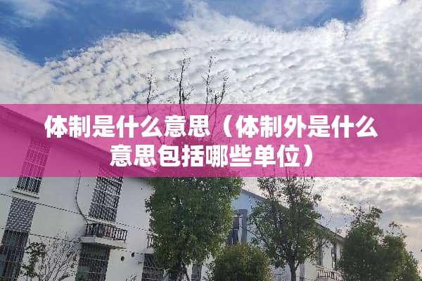 体制是什么意思(体制外是什么意思包括哪些单位) 体制是什么意思(体制外是什么意思包括哪些单位)