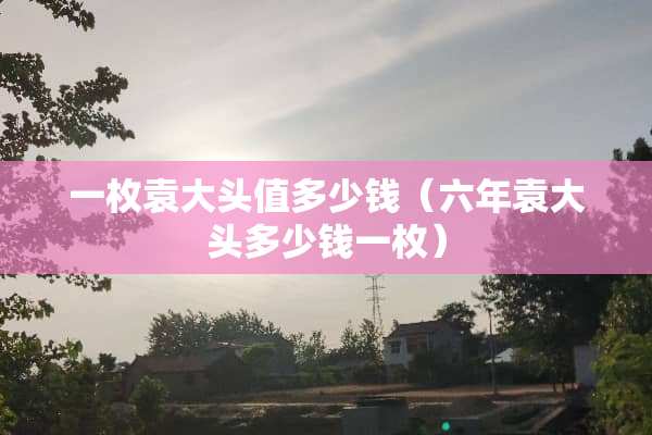 一枚袁大头值多少钱（六年袁大头多少钱一枚）