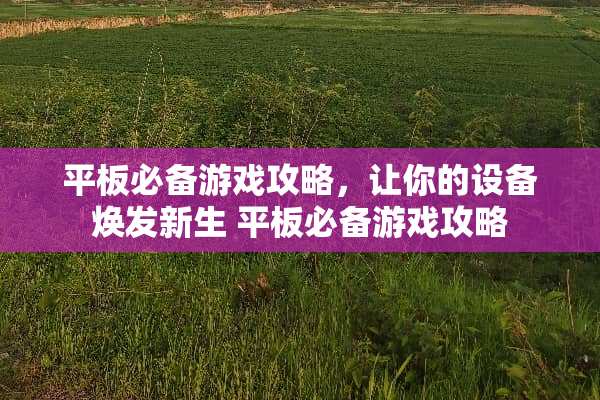 平板必备游戏攻略,让你的设备焕发新生 平板必备游戏攻略 平板必备游戏攻略,让你的设备焕发新生 平板必备游戏攻略