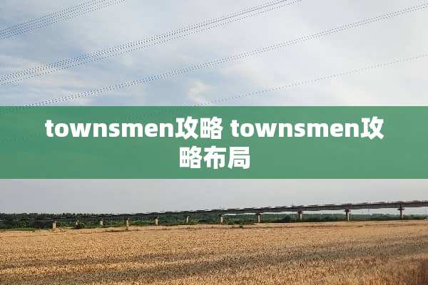 townsmen攻略 townsmen攻略布局