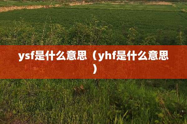 ysf是什么意思（yhf是什么意思）