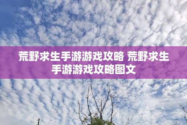 荒野求生手游游戏攻略 荒野求生手游游戏攻略图文 荒野求生手游游戏攻略 荒野求生手游游戏攻略图文