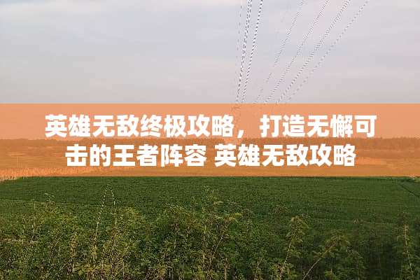 英雄无敌终极攻略，打造无懈可击的王者阵容 英雄无敌攻略