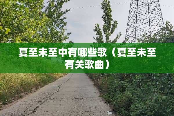 夏至未至中有哪些歌（夏至未至有关歌曲）