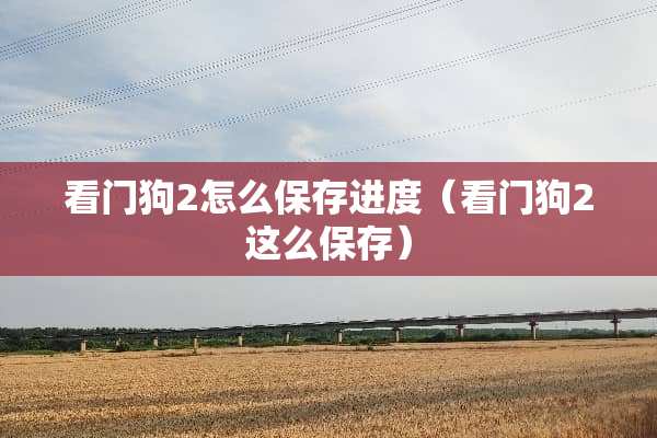 看门狗2怎么保存进度(看门狗2这么保存) 看门狗2怎么保存进度(看门狗2这么保存)