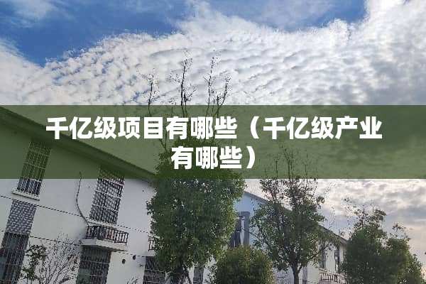 千亿级项目有哪些(千亿级产业有哪些) 千亿级项目有哪些(千亿级产业有哪些)