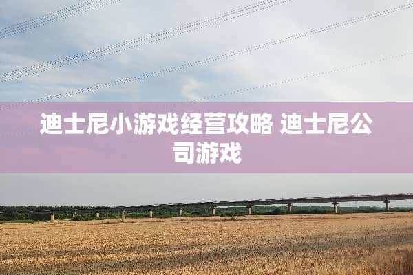 迪士尼小游戏经营攻略 迪士尼公司游戏