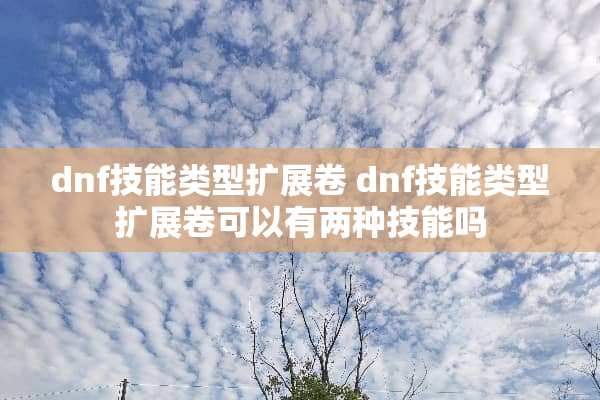 dnf技能类型扩展卷 dnf技能类型扩展卷可以有两种技能吗