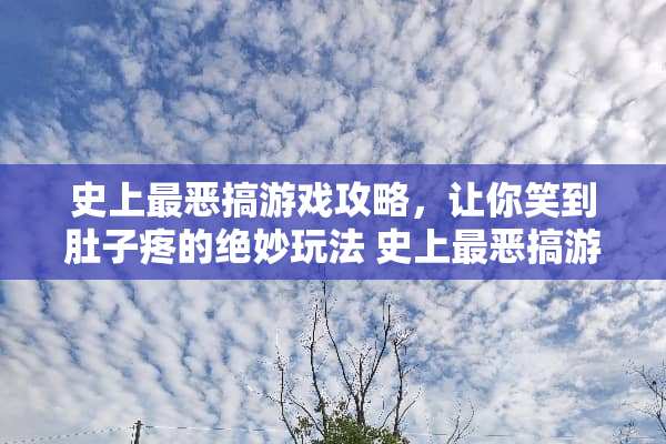 史上最**游戏攻略，让你笑到肚子疼的绝妙玩法 史上最**游戏攻略