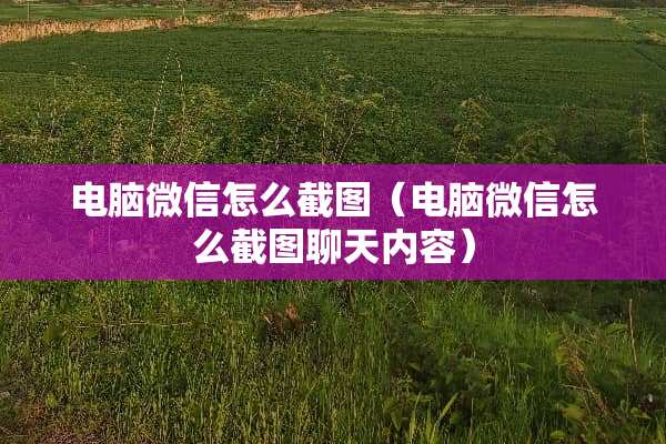 电脑微信怎么截图(电脑微信怎么截图聊天内容) 电脑微信怎么截图(电脑微信怎么截图聊天内容)