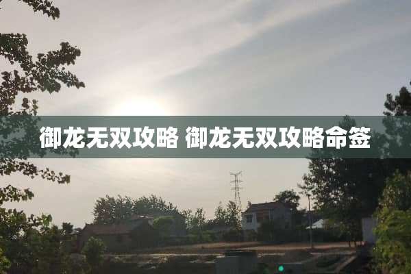 御龙无双攻略 御龙无双攻略命签 御龙无双攻略 御龙无双攻略命签