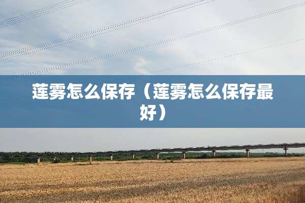 莲雾怎么保存（莲雾怎么保存最好）