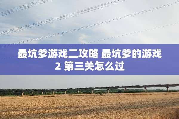 最坑爹游戏二攻略 最坑爹的游戏2 第三关怎么过