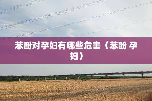 苯酚对孕妇有哪些危害(苯酚 孕妇) 苯酚对孕妇有哪些危害(苯酚 孕妇)