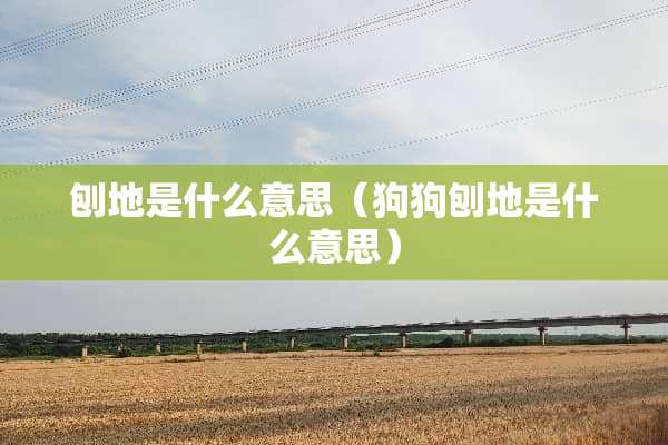 刨地是什么意思(狗狗刨地是什么意思) 刨地是什么意思(狗狗刨地是什么意思)