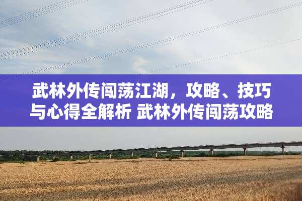 武林外传闯荡江湖,攻略、技巧与心得全解析 武林外传闯荡攻略游戏 武林外传闯荡江湖,攻略、技巧与心得全解析 武林外传闯荡攻略游戏