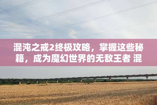 混沌之戒2终极攻略,掌握这些秘籍,成为魔幻世界的无敌王者 混沌之戒2攻略 混沌之戒2终极攻略,掌握这些秘籍,成为魔幻世界的无敌王者 混沌之戒2攻略