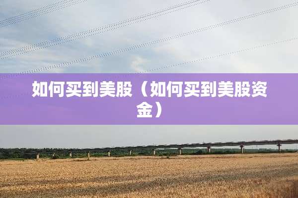 如何买到美股(如何买到美股资金) 如何买到美股(如何买到美股资金)