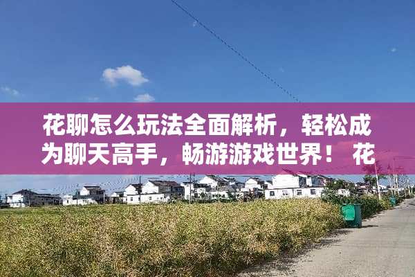 花聊怎么玩法全面解析，轻松成为聊天高手，畅游游戏世界！ 花聊怎么玩法