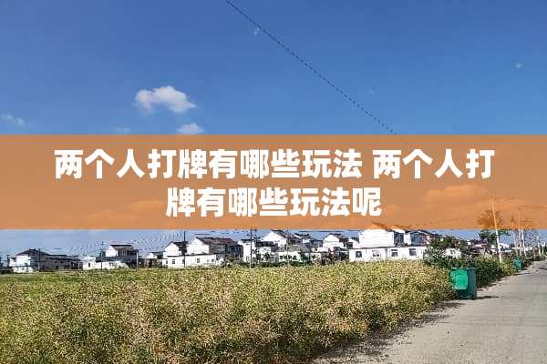 两个人打牌有哪些玩法 两个人打牌有哪些玩法呢