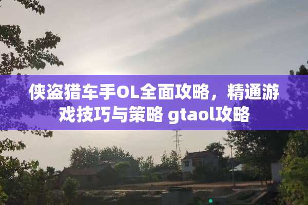 侠盗猎车手OL全面攻略，精通游戏技巧与策略 gtaol攻略