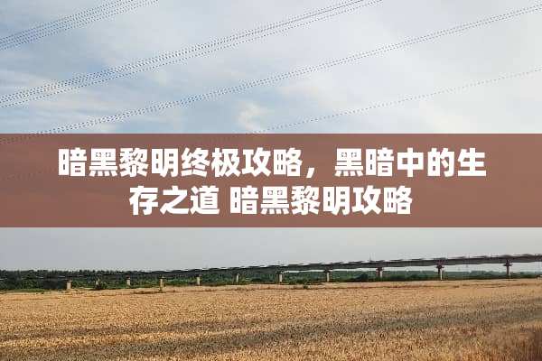 暗黑黎明终极攻略,黑暗中的生存之道 暗黑黎明攻略 暗黑黎明终极攻略,黑暗中的生存之道 暗黑黎明攻略