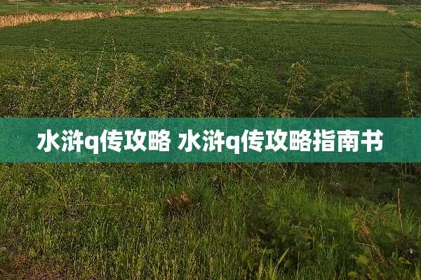 水浒q传攻略 水浒q传攻略指南书 水浒q传攻略 水浒q传攻略指南书