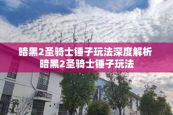 暗黑2圣骑士锤子玩法深度解析 暗黑2圣骑士锤子玩法 暗黑2圣骑士锤子玩法深度解析 暗黑2圣骑士锤子玩法