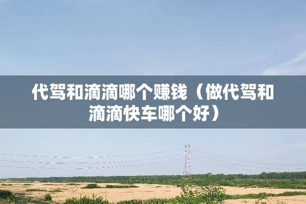 代驾和滴滴哪个赚钱(做代驾和滴滴快车哪个好) 代驾和滴滴哪个赚钱(做代驾和滴滴快车哪个好)