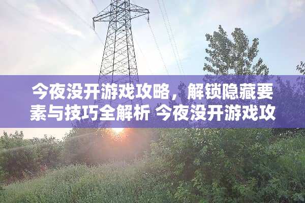 今夜没开游戏攻略,解锁隐藏要素与技巧全解析 今夜没开游戏攻略 今夜没开游戏攻略,解锁隐藏要素与技巧全解析 今夜没开游戏攻略