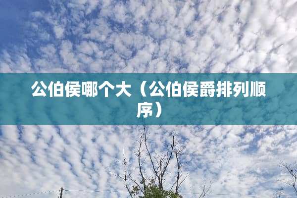 公伯侯哪个大(公伯侯爵排列顺序) 公伯侯哪个大(公伯侯爵排列顺序)