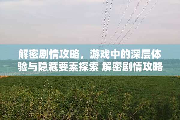 解密剧情攻略,游戏中的深层体验与隐藏要素探索 解密剧情攻略游戏推荐 解密剧情攻略,游戏中的深层体验与隐藏要素探索 解密剧情攻略游戏推荐