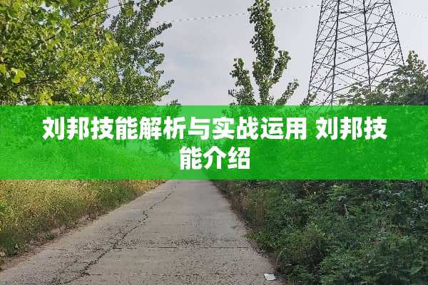 刘邦技能解析与实战运用 刘邦技能介绍 刘邦技能解析与实战运用 刘邦技能介绍
