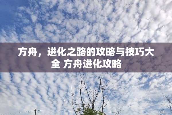 方舟,进化之路的攻略与技巧大全 方舟进化攻略 方舟,进化之路的攻略与技巧大全 方舟进化攻略